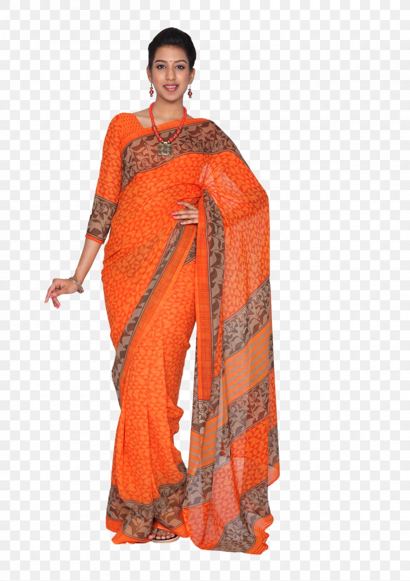 Sari Georgette Orange Blue Red, PNG, 1200x1700px, Sari, Black, Blue, Color, Day Dress Download Free