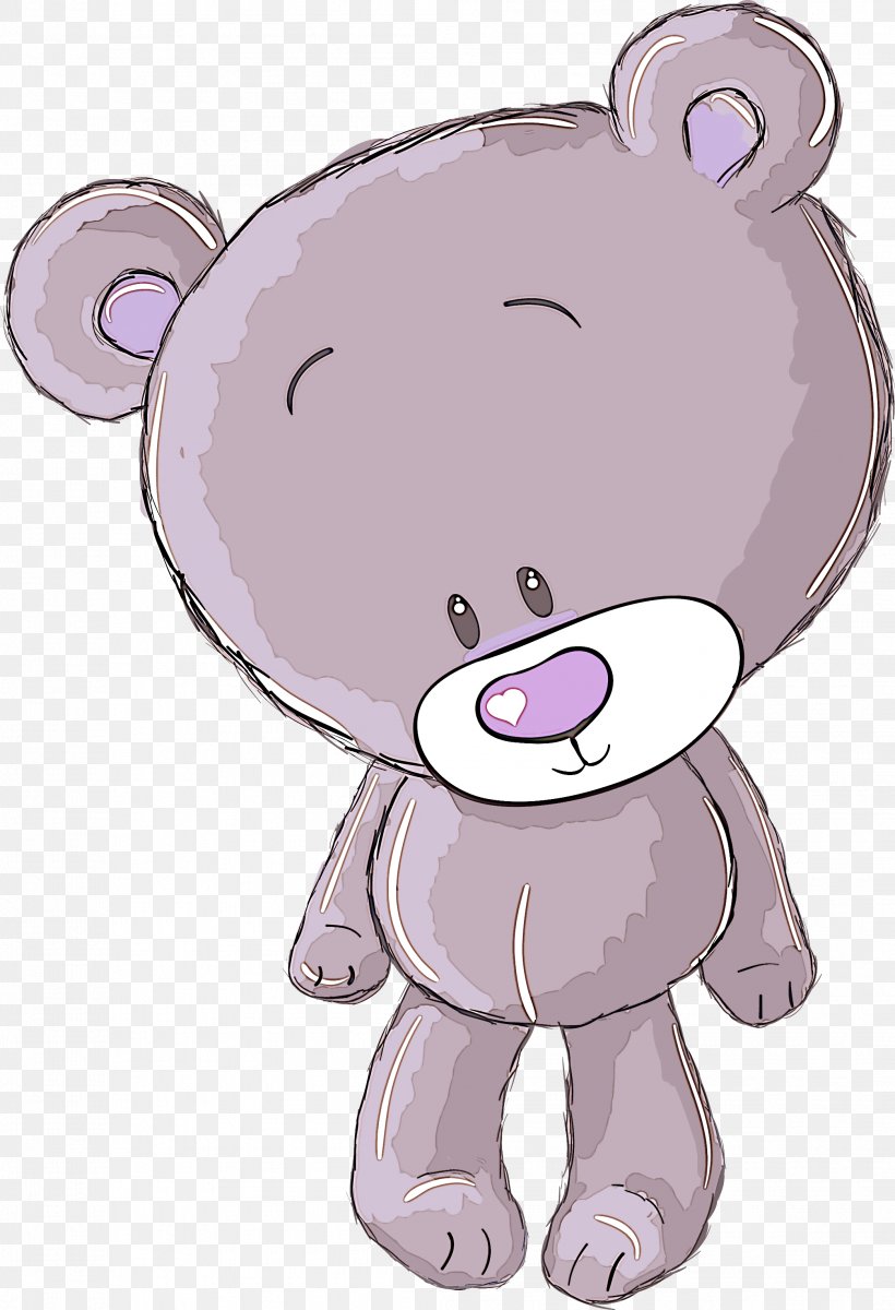 Teddy Bear, PNG, 2089x3059px, Cartoon, Bear, Nose, Pink, Purple Download Free