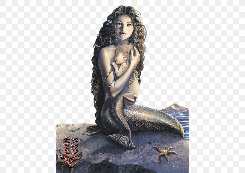 Mermaid Child Mother Legendary Creature Sea Monster, PNG, 446x581px, Watercolor, Cartoon, Flower, Frame, Heart Download Free