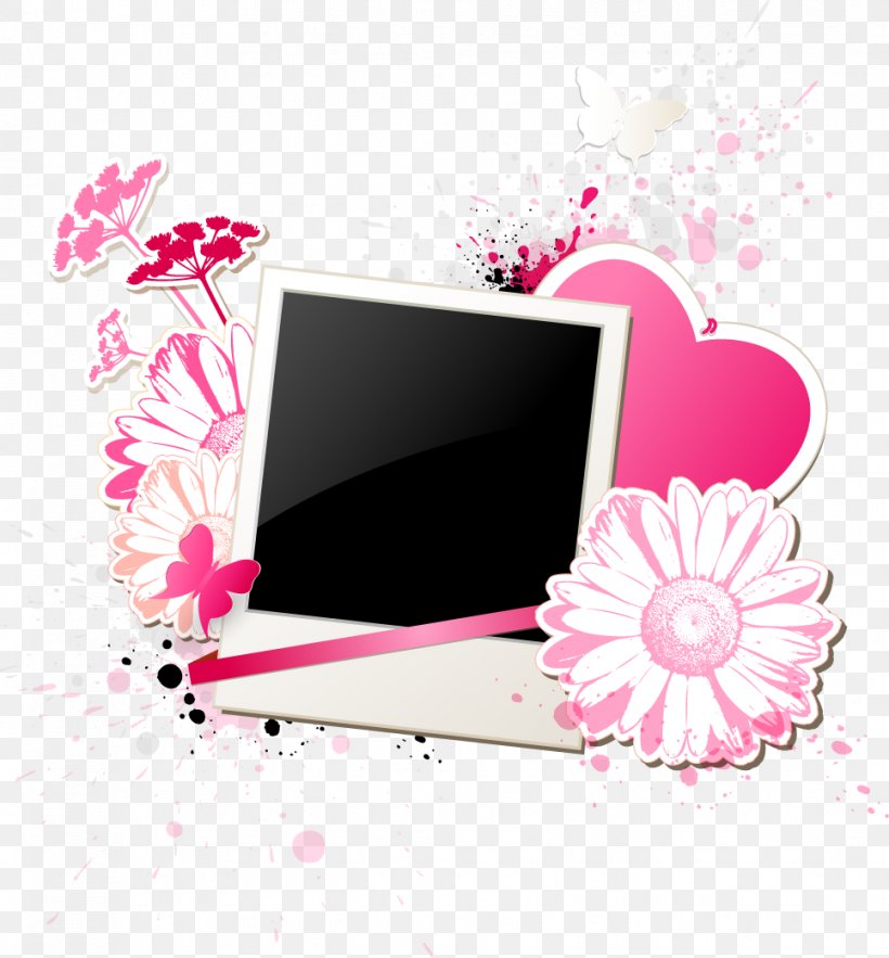 Picture Frame Royalty-free Illustration, PNG, 966x1041px, Picture Frame, Digital Scrapbooking, Flower, Heart, Magenta Download Free