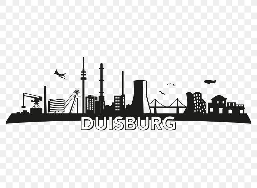 Steel Skyline Wall Decal Duisburg Essen, PNG, 800x600px, Steel, Black And White, Brand, City, Creativity Download Free