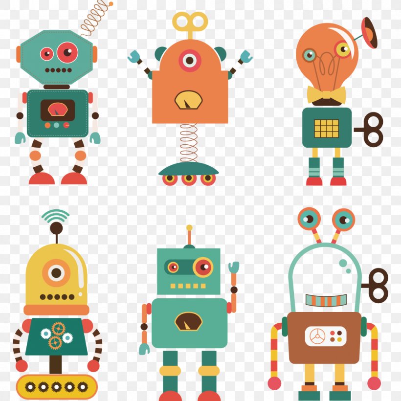Robot Illustration, PNG, 1000x1000px, Paper, Adhesive, Area, Baby Toys, Brazil Download Free