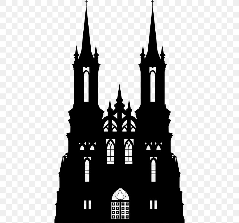 Silhouette Gothic Architecture Clip Art, PNG, 448x764px, Silhouette, Abbey, Arch, Art, Black And White Download Free