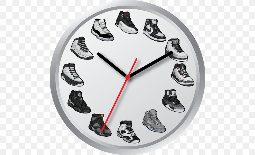 Air Jordan Clock Shoe Sneakers Sneaker Collecting, PNG, 500x500px, Air Jordan, Basketball Shoe, Clock, Footwear, Nike Download Free