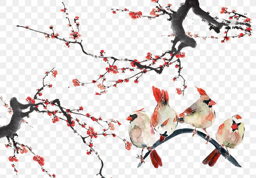Bird Watercolor Painting, PNG, 1147x800px, Bird, Abstract Art, Branch, Cherry Blossom, Flower Download Free