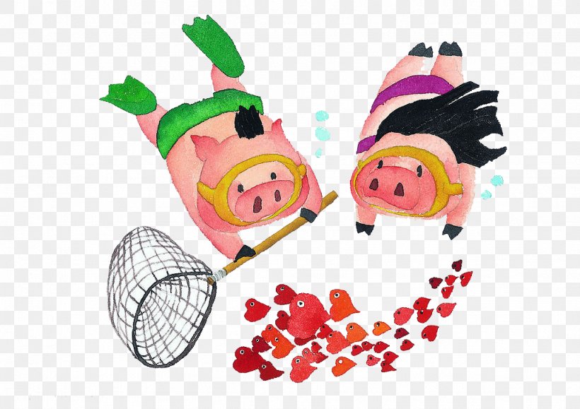 Domestic Pig Cartoon Illustration, PNG, 1024x724px, Domestic Pig, Art, Cartoon, Fictional Character, Food Download Free