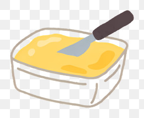 Seasoning Elements - Butter In A Rectangular Container With Knife Illustration PNG