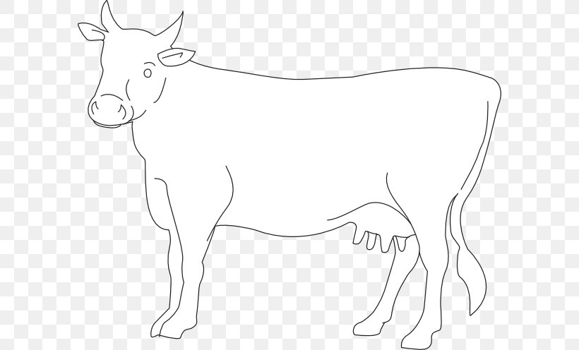 Dairy Cattle Clip Art Calf Jersey Cattle Ox, PNG, 600x496px, Dairy Cattle, Animal Figure, Area, Artwork, Black And White Download Free
