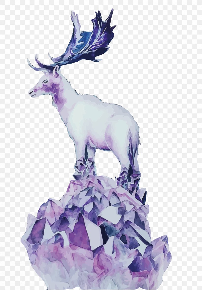 Deer Quartz Purple Download Euclidean Vector, PNG, 1500x2153px, Deer, Amethyst, Button, Crystal, Fictional Character Download Free