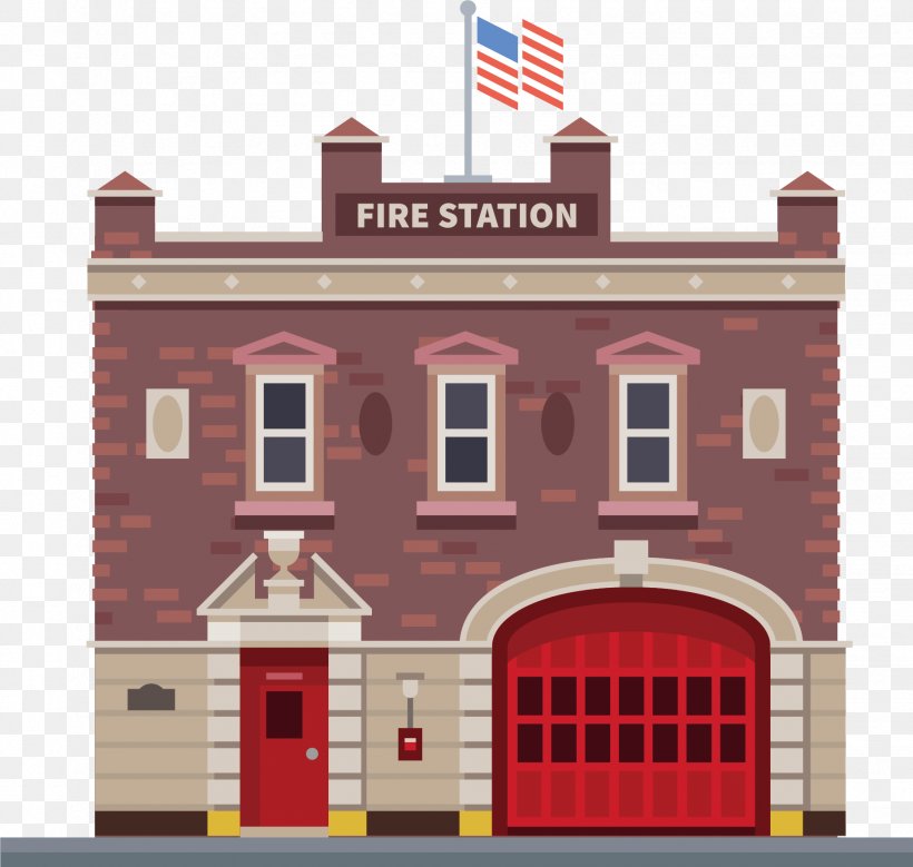 Vector Graphics Fire Station Firefighter Stock Illustration, PNG, 1851x1760px, Fire Station, Building, Elevation, Facade, Fire Download Free