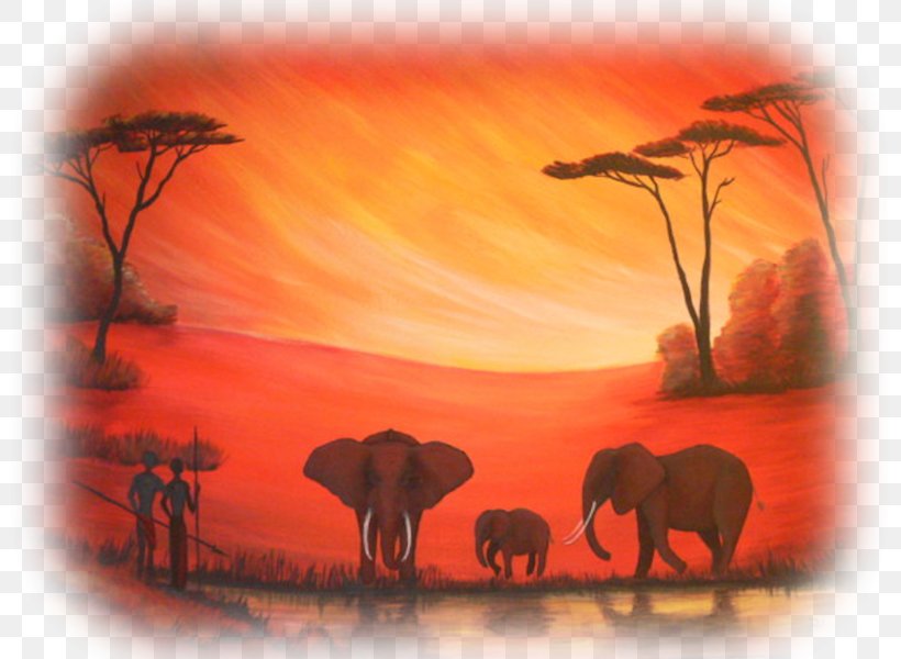 African Elephant Painting Acrylic Paint Elephants, PNG, 800x600px, African Elephant, Acrylic Paint, Acrylic Resin, Art, Astronomical Object Download Free