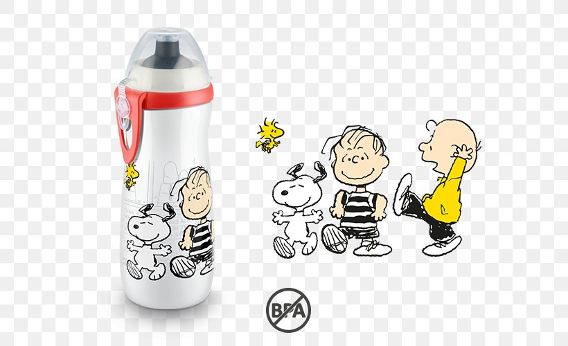 Snoopy Charlie Brown Peanuts Baby Bottles Cup, PNG, 600x500px, Snoopy, Baby Bottles, Bottle, Canteen, Charlie Brown Download Free