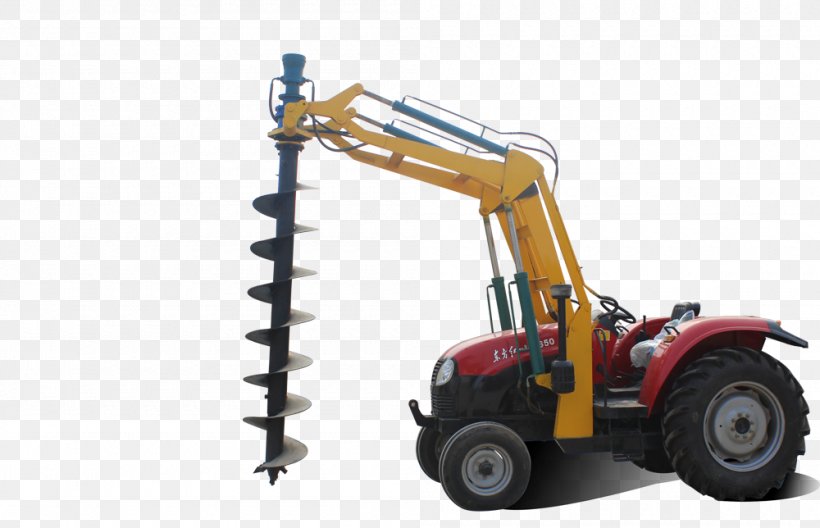 Agricultural Machinery Utility Pole Excavator Tractor, PNG, 1000x644px, Machine, Agricultural Machinery, Augers, Construction Equipment, Crawler Excavator Download Free