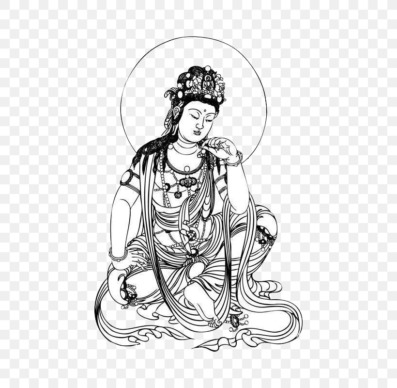 Guanyin Bodhisattva Buddharupa, PNG, 800x800px, Guanyin, Art, Black And White, Bodhisattva, Buddhahood Download Free
