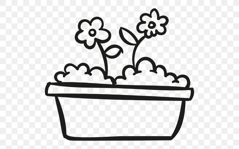 Flower Garden Watering Cans Flowerpot, PNG, 512x512px, Flower Garden, Black And White, Flower, Flowerpot, Furniture Download Free