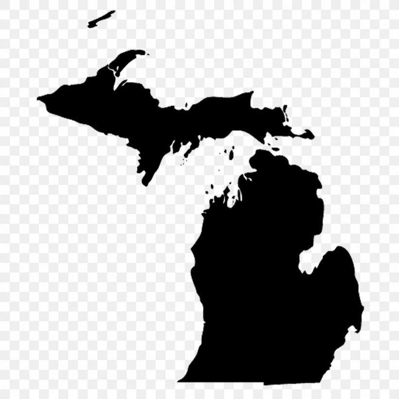 Michigan Vector Graphics Royalty-free Clip Art Map, PNG, 1024x1024px, Michigan, Black, Black And White, Blank Map, Map Download Free