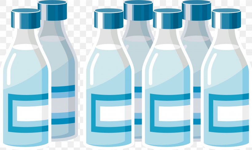 Plastic Bottle Bottled Water, PNG, 2649x1578px, Plastic Bottle, Aqua, Blue, Bottle, Bottle Cap Download Free