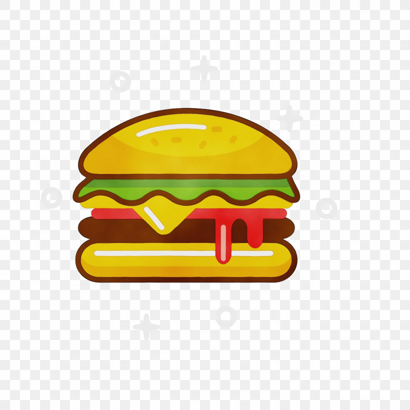 Fast Food Yellow Cheeseburger Cartoon Line, PNG, 1500x1500px, Watercolor, Cartoon, Cheeseburger, Fast Food, Finger Food Download Free