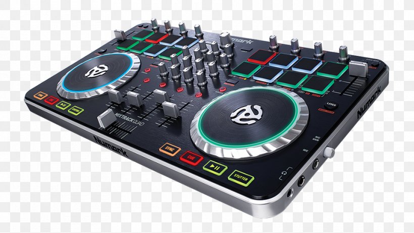 DJ Controller Numark Mixtrack Quad Numark Mixtrack Pro Audio Mixers Numark Mixdeck, PNG, 960x540px, Dj Controller, Audio, Audio Equipment, Audio Mixers, Disc Jockey Download Free