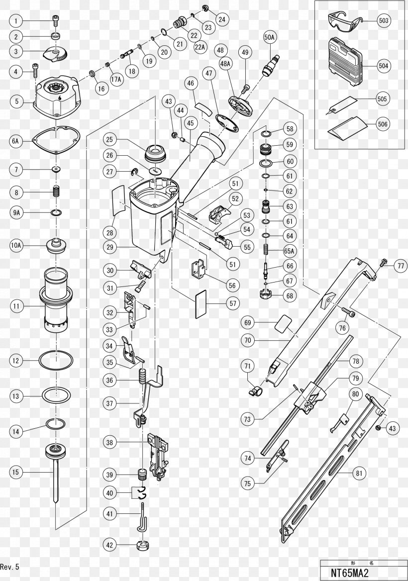 Nail Gun Hitachi NT65MA4 Tool, PNG, 1592x2268px, Nail Gun, Artwork, Auto Part, Black And White, Diagram Download Free