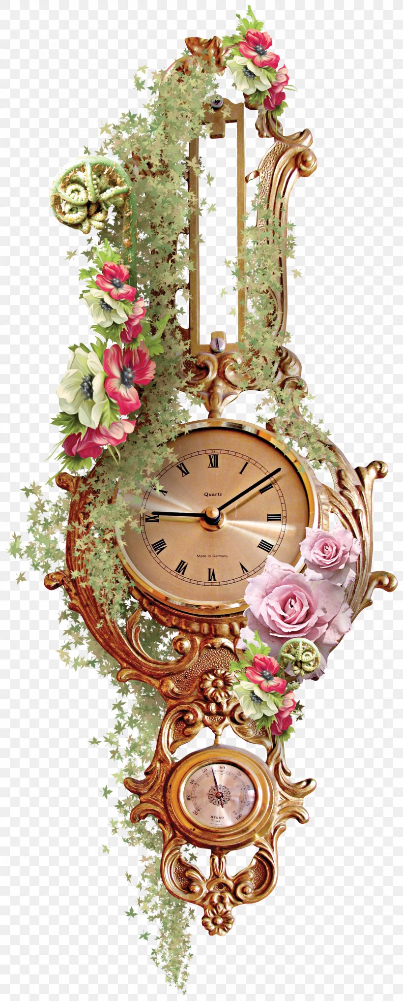 Clock Icon, PNG, 1412x3504px, Clock, Decor, Floral Design, Flower, Hour Download Free