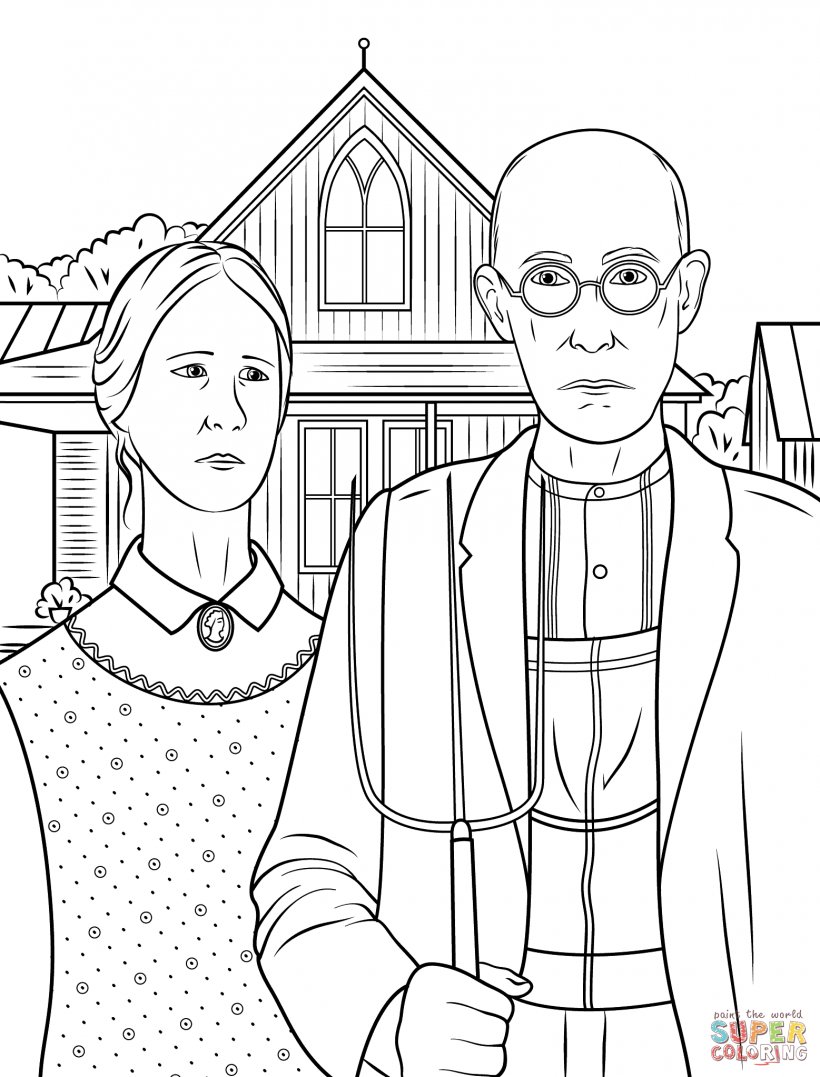 American Gothic Paul Reveres Ride Coloring Book Google Arts & Culture, PNG, 1557x2046px, Watercolor, Cartoon, Flower, Frame, Heart Download Free