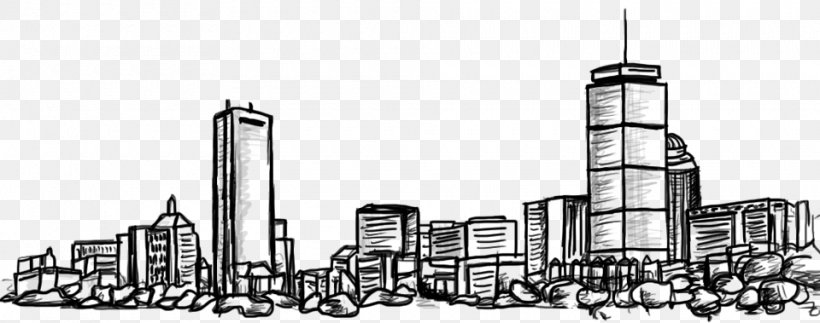 Line Art Drawing Architecture Clip Art, PNG, 960x379px, Line Art, Architecture, Black And White, Boston, Cartoon Download Free