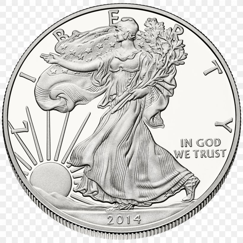 American Silver Eagle United States Mint Bullion Coin, PNG, 2000x2000px, American Silver Eagle, Black And White, Bullion, Bullion Coin, Coin Download Free