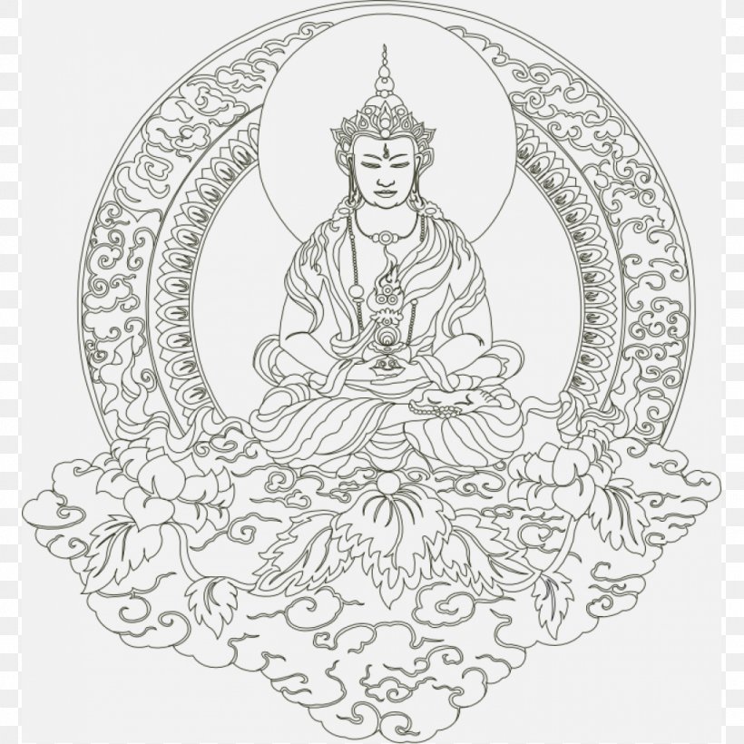 Mandala Buddhism Drawing /m/02csf, PNG, 1024x1024px, Mandala, Area, Art, Artwork, Black And White Download Free