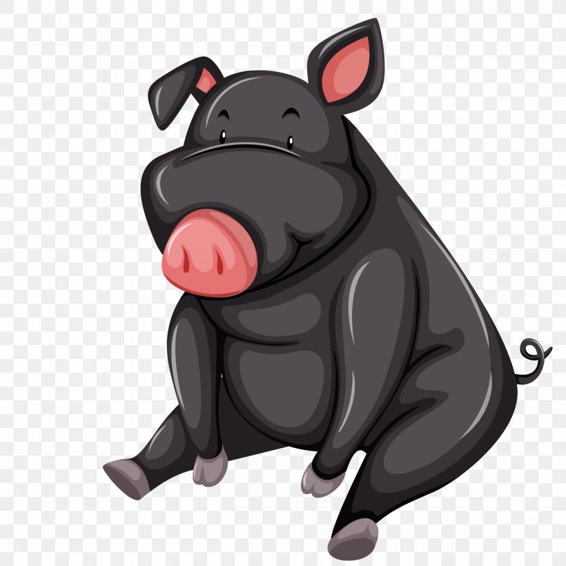 Pig Vector Graphics Royalty-free Stock Illustration, PNG, 2500x2500px, Pig, Black, Carnivoran, Dog Like Mammal, Fictional Character Download Free