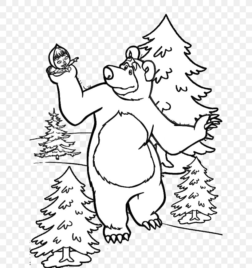 Bear Masha Black And White Drawing Coloring Book, PNG, 628x874px, Bear, Area, Art, Black And White, Carnivoran Download Free