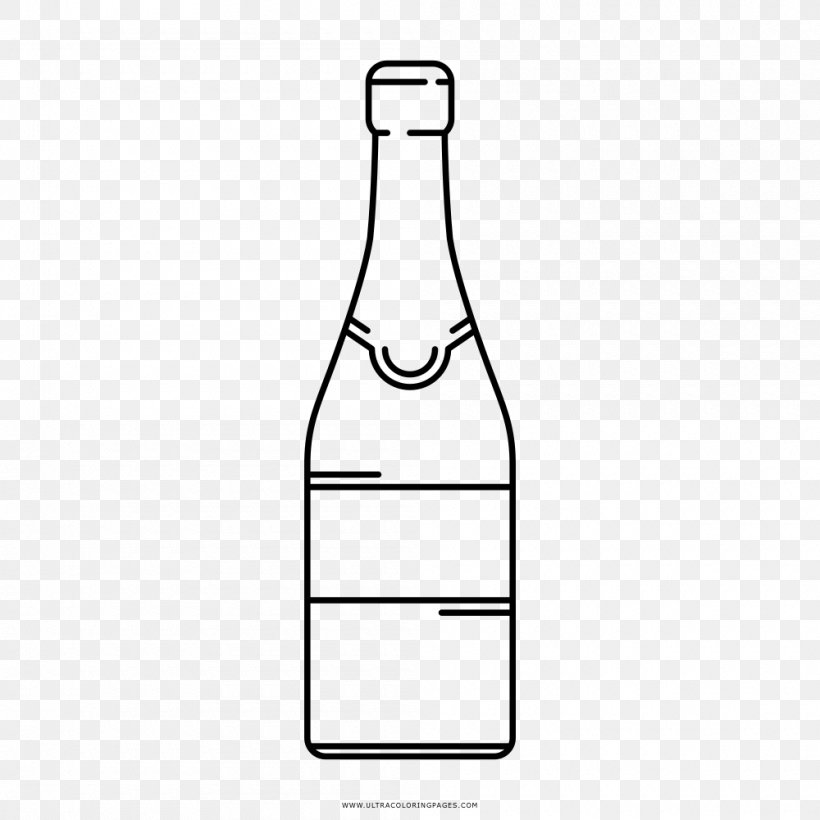Glass Bottle Champagne Sparkling Wine Beer Bottle, PNG, 1000x1000px, Glass Bottle, Area, Beer, Beer Bottle, Black And White Download Free