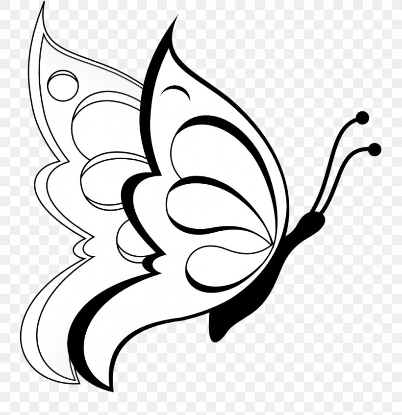 Butterfly Drawing Line Art Clip Art, PNG, 999x1032px, Butterfly, Art, Artwork, Black, Black And White Download Free