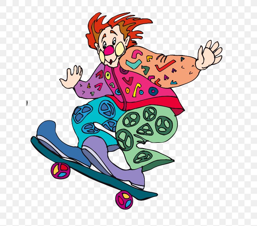 Clown Clip Art Skateboarding, PNG, 650x723px, Clown, Animation, Area, Art, Artwork Download Free