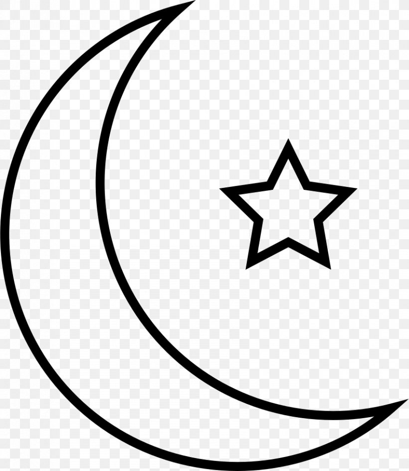 Star And Crescent Symbols Of Islam Star Polygons In Art And Culture, PNG, 850x980px, Star And Crescent, Blackandwhite, Coloring Book, Crescent, Emblem Download Free