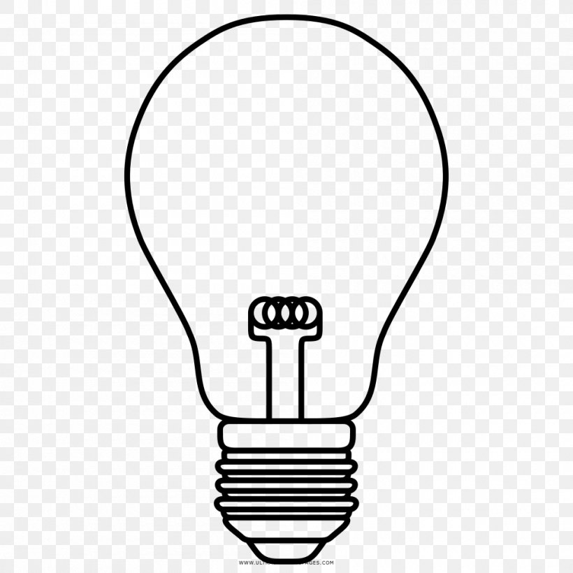 Drawing Incandescent Light Bulb Lamp Coloring Book, PNG, 1000x1000px, Drawing, Area, Black And White, Coloring Book, Head Download Free