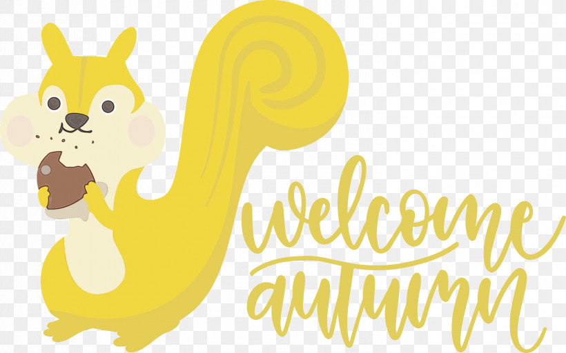 Cat Logo Cartoon Dog Yellow, PNG, 2999x1873px, Welcome Autumn, Autumn, Cartoon, Cat, Dog Download Free