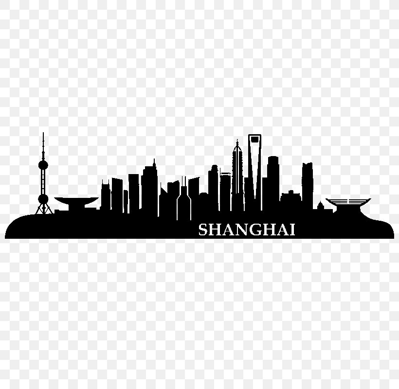 Shanghai Building Wall Decal Sticker, PNG, 800x800px, Shanghai, Architectural Engineering, Black And White, Brand, Building Download Free