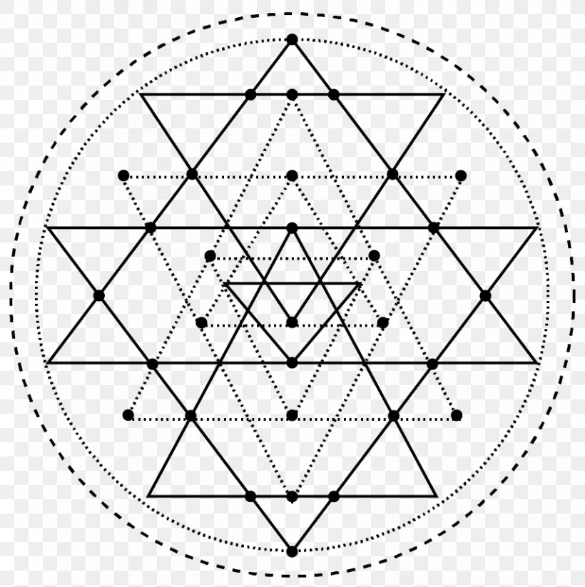 Sri Yantra Sacred Geometry Triangle Mandala, PNG, 854x858px, Yantra, Area, Black And White, Chakra, Drawing Download Free
