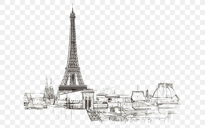 Eiffel Tower Drawing Sketch, PNG, 658x513px, Eiffel Tower, Art, Artwork, Black And White, Drawing Download Free