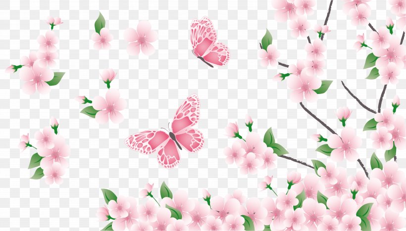 Spring Clip Art, PNG, 5747x3273px, Spring, Blossom, Branch, Butterfly, Cherry Blossom Download Free