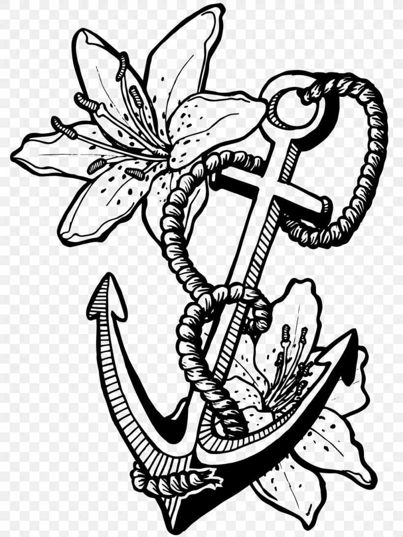 Tattoo Drawing Anchor Coloring Book, PNG, 1024x1365px, Tattoo, Anchor, Art, Artwork, Black And White Download Free