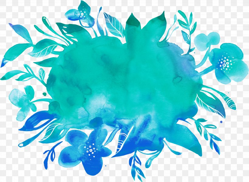 Watercolor Painting Clip Art Blue, PNG, 4072x2976px, Watercolor Painting, Aqua, Art, Blue, Color Download Free