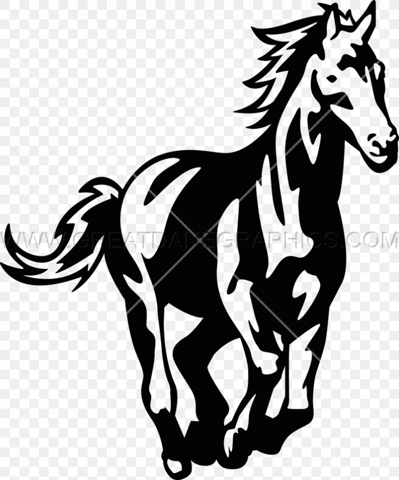 Pony Mustang Printed T-shirt Stallion, PNG, 825x994px, Pony, Art, Black And White, Bridle, Colt Download Free