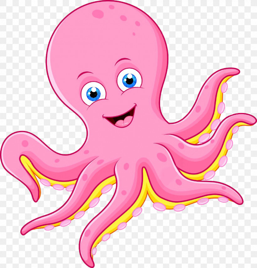 Octopus Giant Pacific Octopus Pink Cartoon Octopus, PNG, 1247x1300px ...