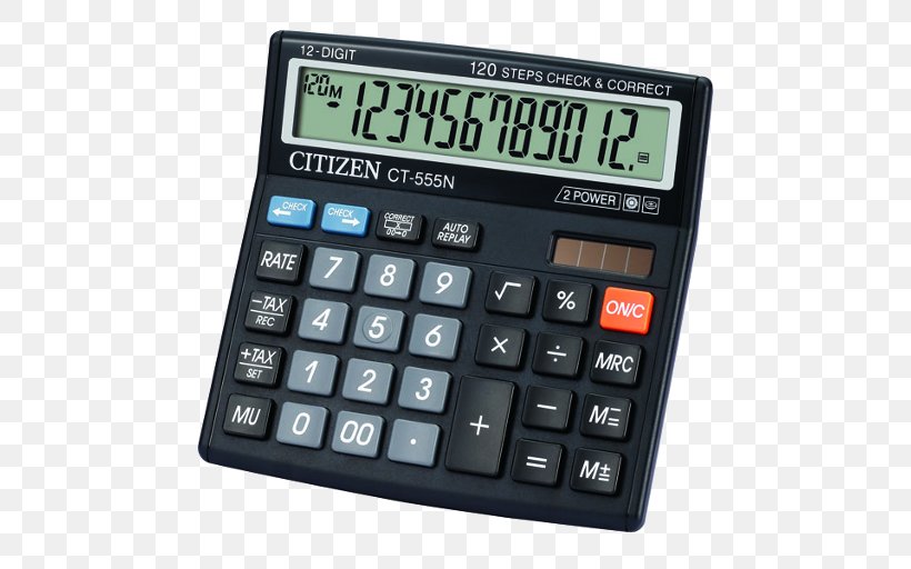 Calculator Citizen Desktop SDC888XRD Citizen CT-555 Citizen Watch Calculation, PNG, 512x512px, Calculator, Calculation, Casio, Citizen Watch, Electronics Download Free
