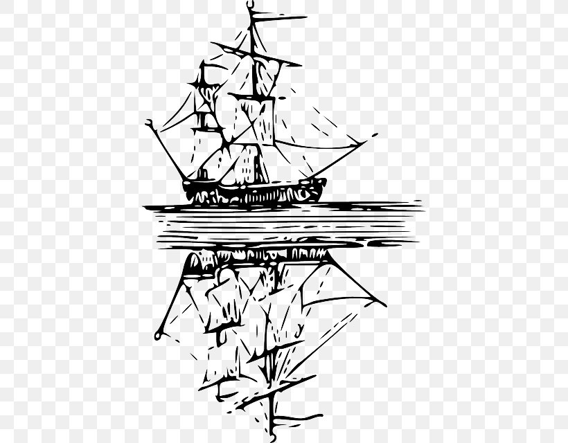 Sailboat Sailing Ship Clip Art, PNG, 412x640px, Sail, Artwork, Barque, Black And White, Boat Download Free