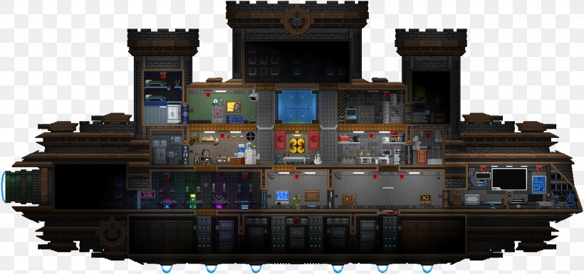 Starbound Mother Ship Chucklefish Boat, PNG, 2510x1180px, Starbound, Boat, Building, Chucklefish, Electrical Wires Cable Download Free