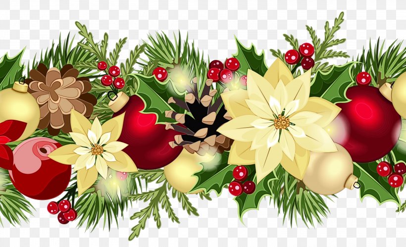 Christmas Decoration, PNG, 3000x1829px, Watercolor, Branch, Christmas, Christmas Decoration, Christmas Eve Download Free