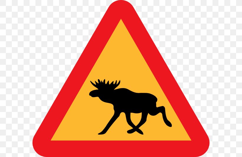 Moose Traffic Sign Warning Sign Road Signs In Singapore Sweden, PNG, 600x533px, Moose, Area, Carnivoran, Deer, Dog Like Mammal Download Free